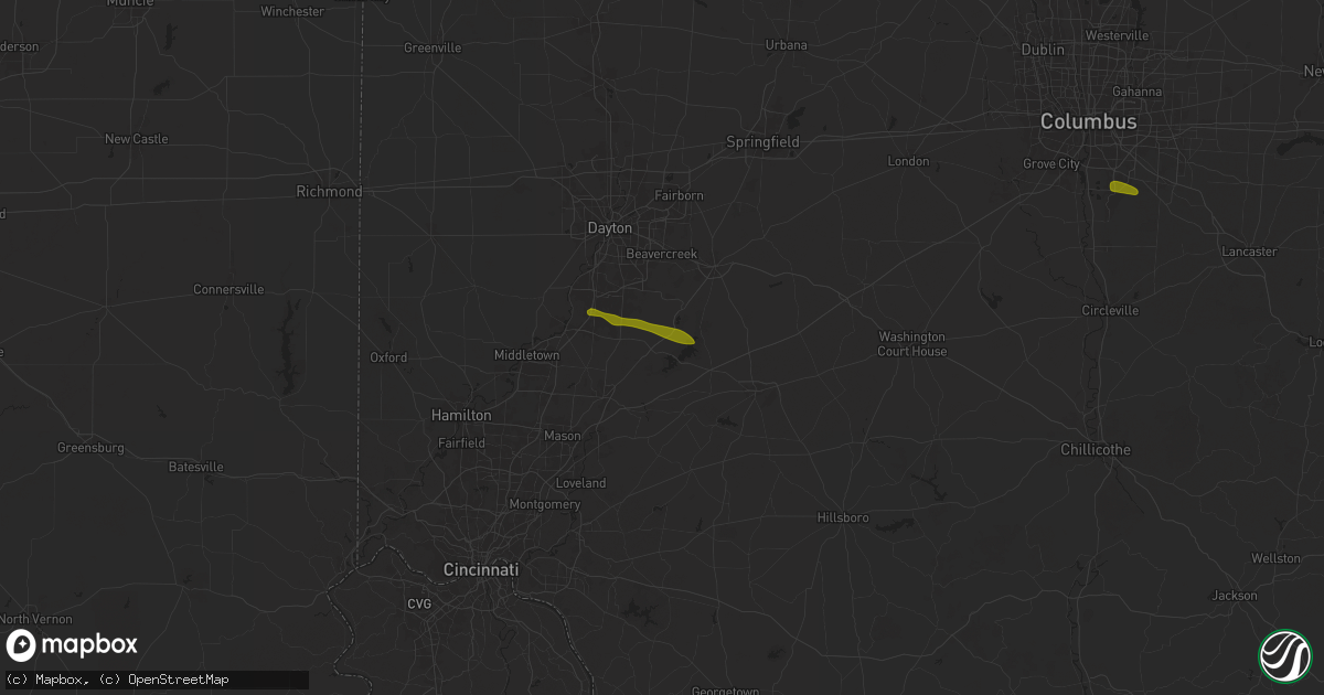 Hail map in Waynesville, OH on February 27, 2025