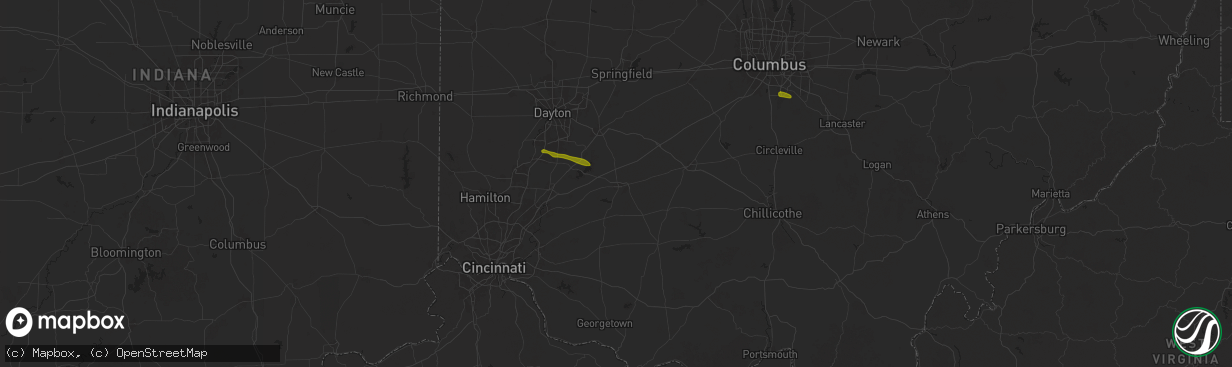 Hail map in Wilmington, OH on February 27, 2025