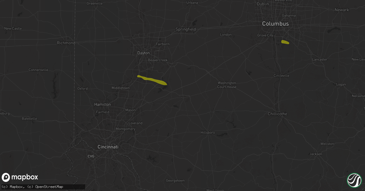 Hail map in Wilmington, OH on February 27, 2025