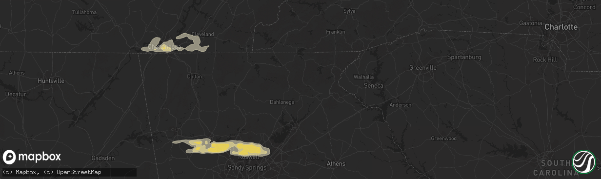 Hail map in Roswell, GA on February 28, 2011