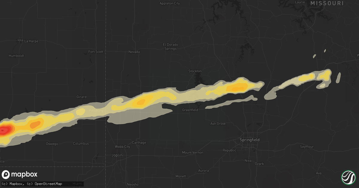 Hail map in Lebanon, MO on February 28, 2012