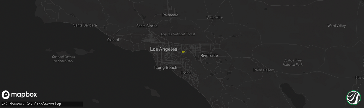 Hail map in Rowland Heights, CA on February 28, 2014