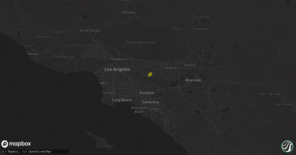 Hail map in Rowland Heights, CA on February 28, 2014