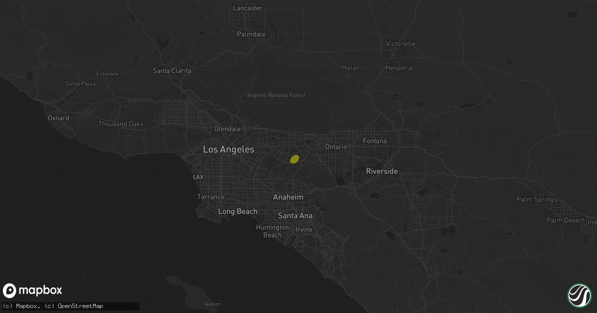 Hail map in Walnut, CA on February 28, 2014