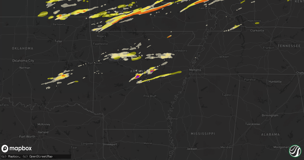 Hail map in Arkansas on February 28, 2017