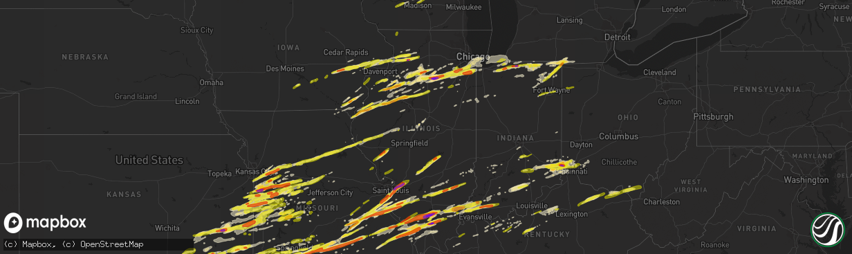 Hail map in Illinois on February 28, 2017