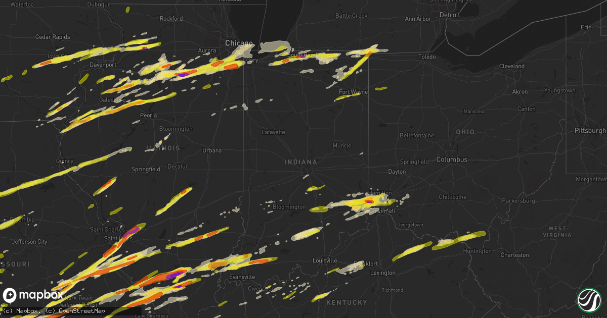Hail map in Indiana on February 28, 2017
