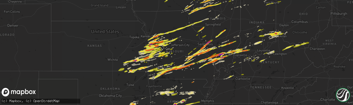 Hail map in Missouri on February 28, 2017