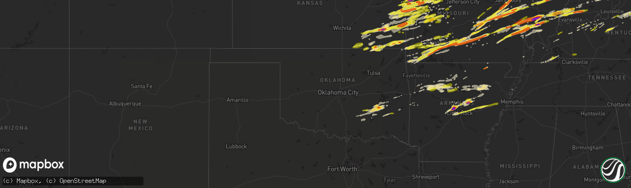 Hail map in Oklahoma on February 28, 2017