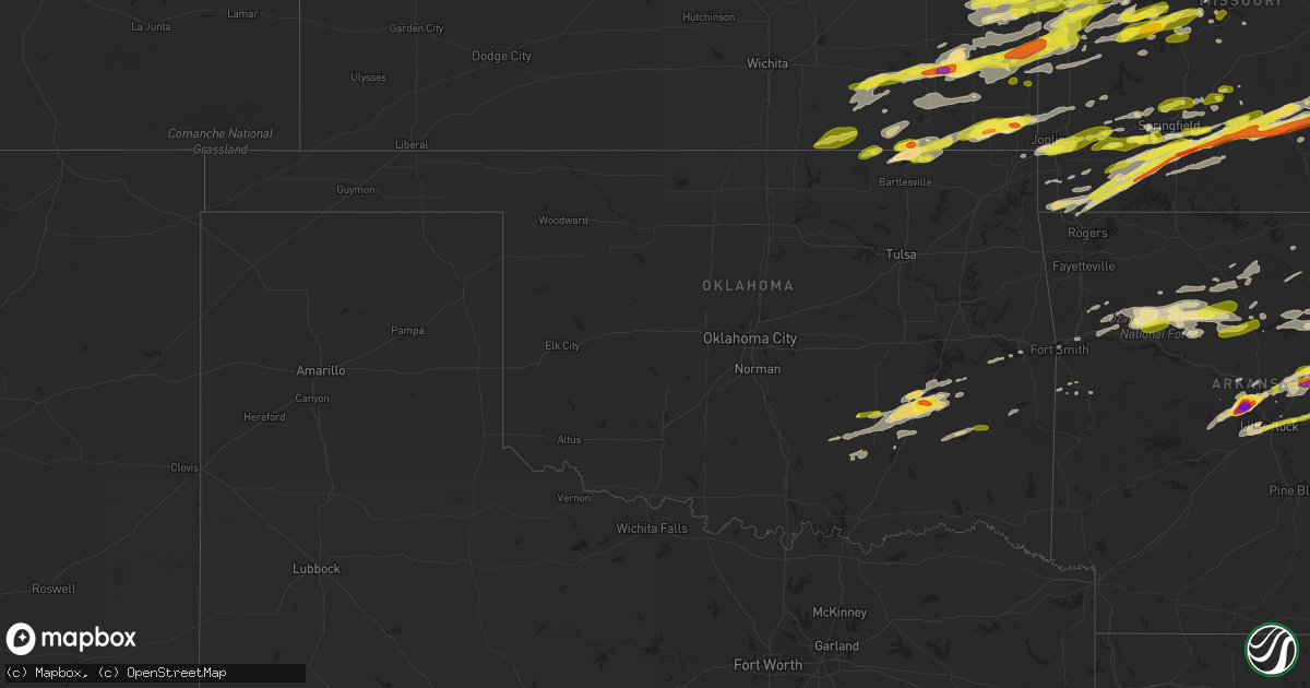 Hail map in Oklahoma on February 28, 2017
