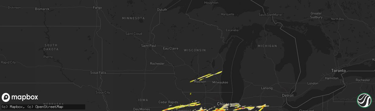 Hail map in Wisconsin on February 28, 2017