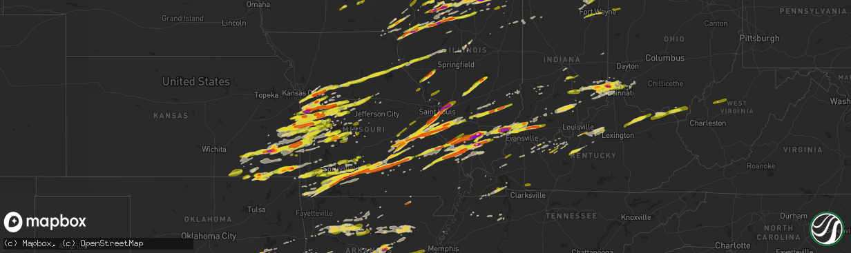 Hail map on February 28, 2017