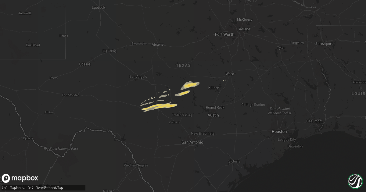 Hail map on February 28, 2018
