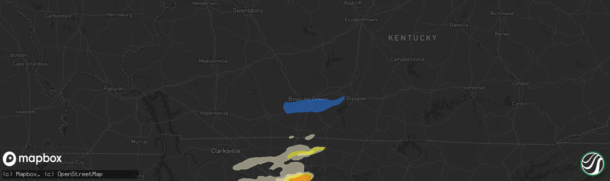 Hail map in Bowling Green, KY on February 28, 2021