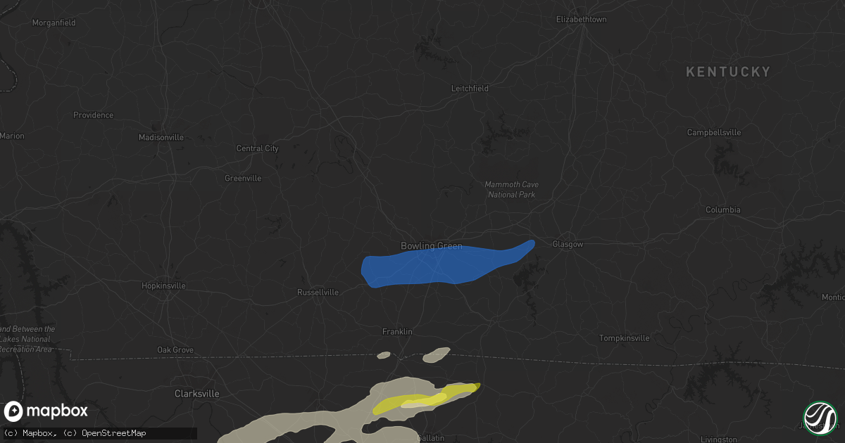 Hail map in Bowling Green, KY on February 28, 2021