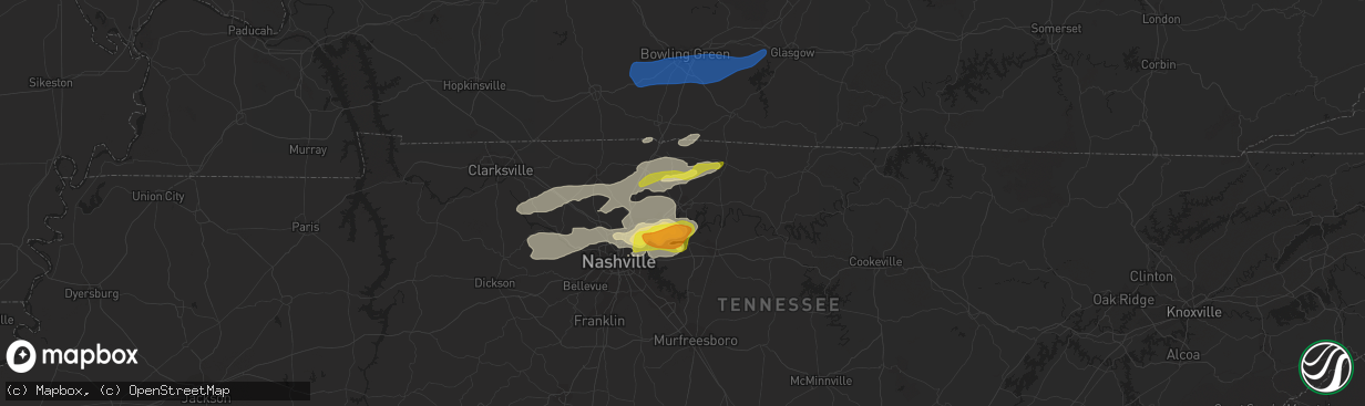 Hail map in Gallatin, TN on February 28, 2021