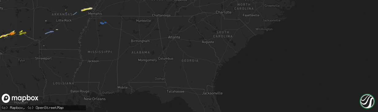 Hail map in Georgia on February 28, 2021