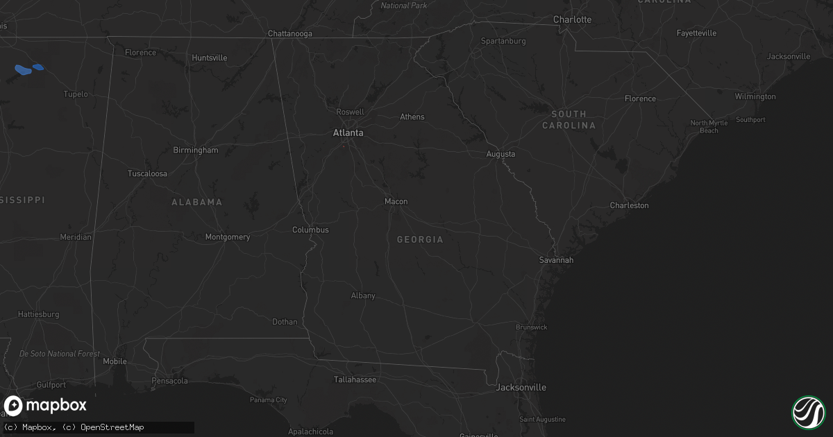 Hail map in Georgia on February 28, 2021
