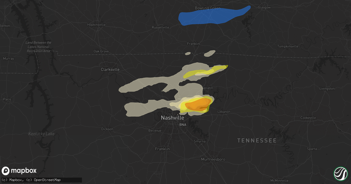 Hail map in Goodlettsville, TN on February 28, 2021