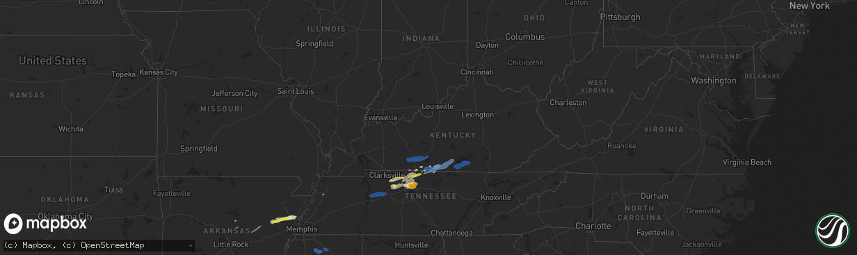 Hail map in Kentucky on February 28, 2021