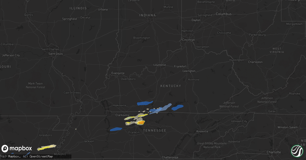 Hail map in Kentucky on February 28, 2021