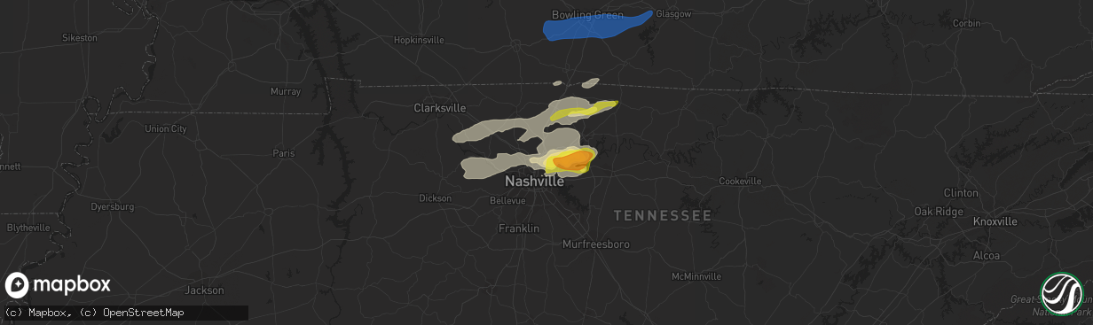 Hail map in Madison, TN on February 28, 2021