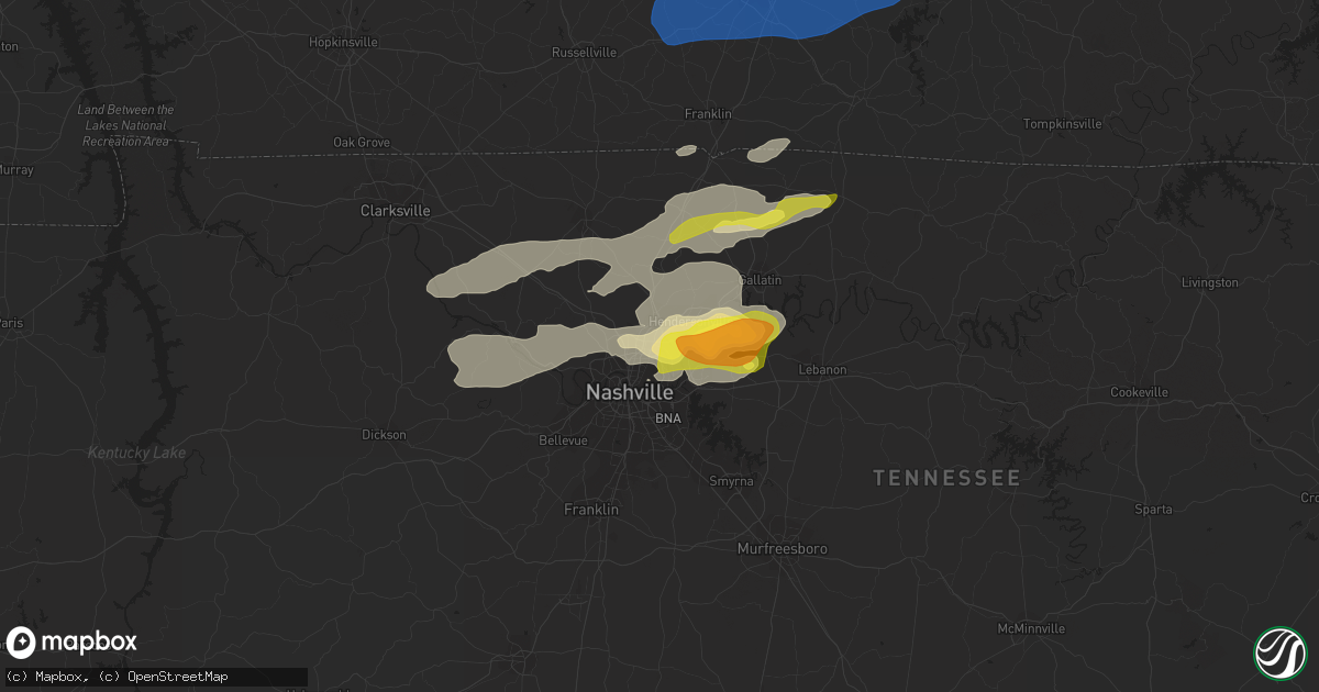 Hail map in Madison, TN on February 28, 2021