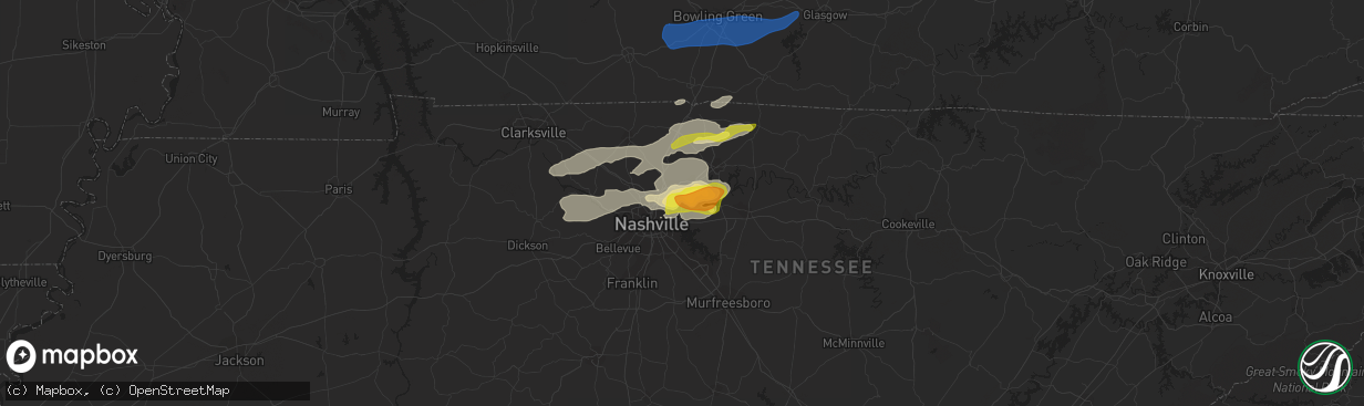 Hail map in Old Hickory, TN on February 28, 2021