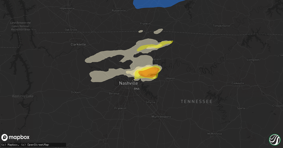 Hail map in Old Hickory, TN on February 28, 2021