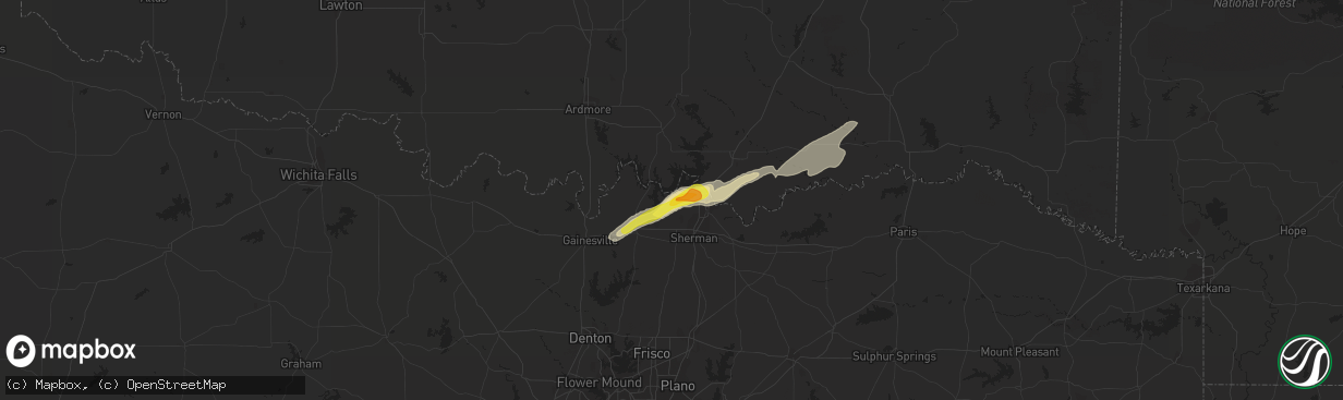 Hail map in Pottsboro, TX on February 28, 2021