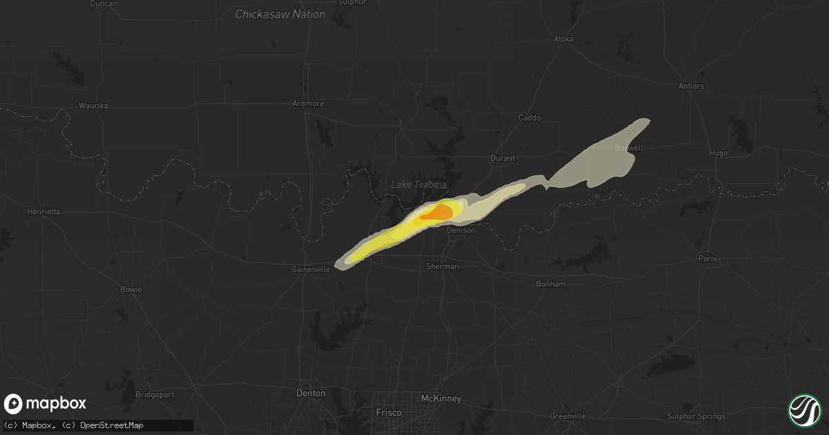 Hail map in Pottsboro, TX on February 28, 2021