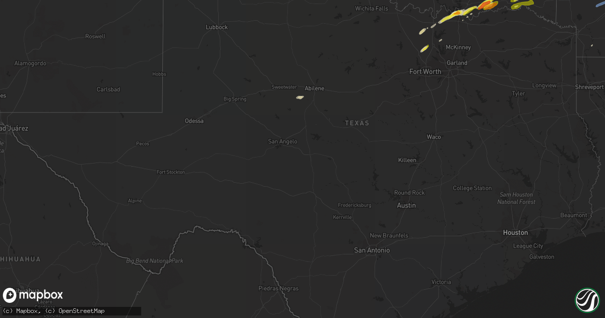Hail map in Texas on February 28, 2021