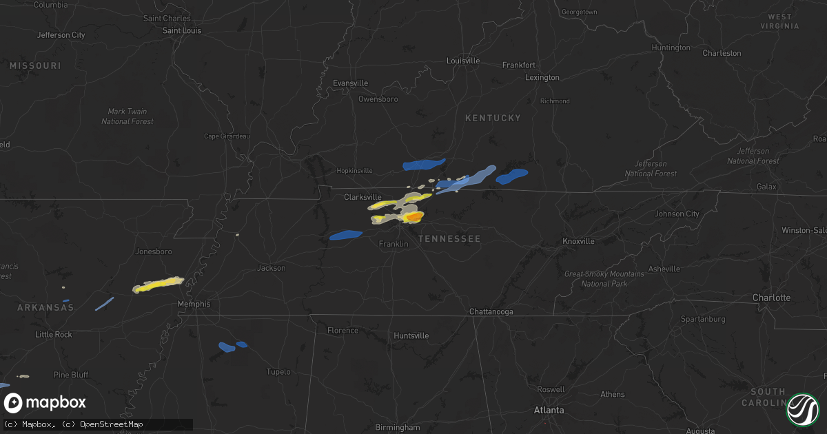 Hail map on February 28, 2021