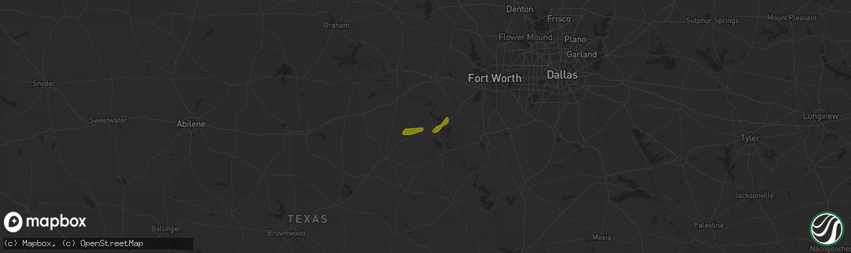 Hail map in Bluff Dale, TX on February 28, 2023