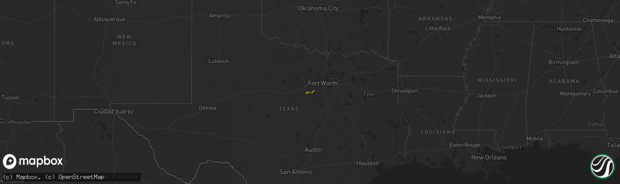 Hail map in Texas on February 28, 2023