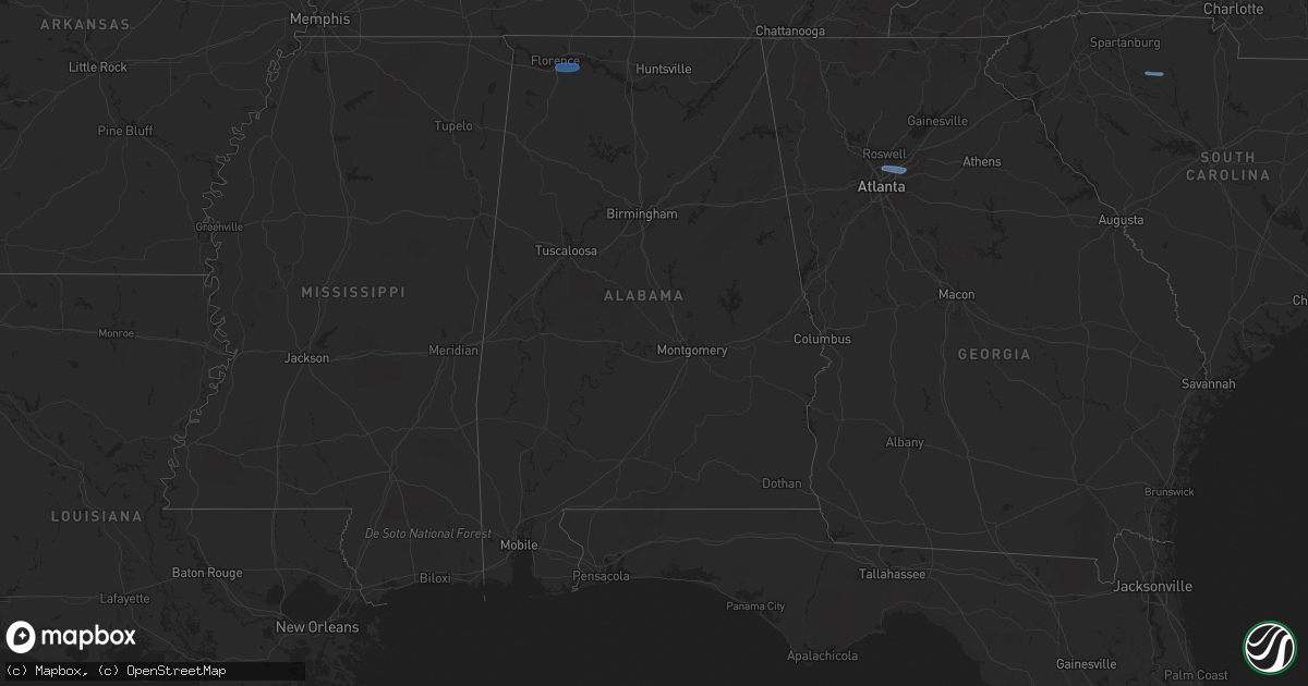 Hail map in Alabama on February 28, 2024