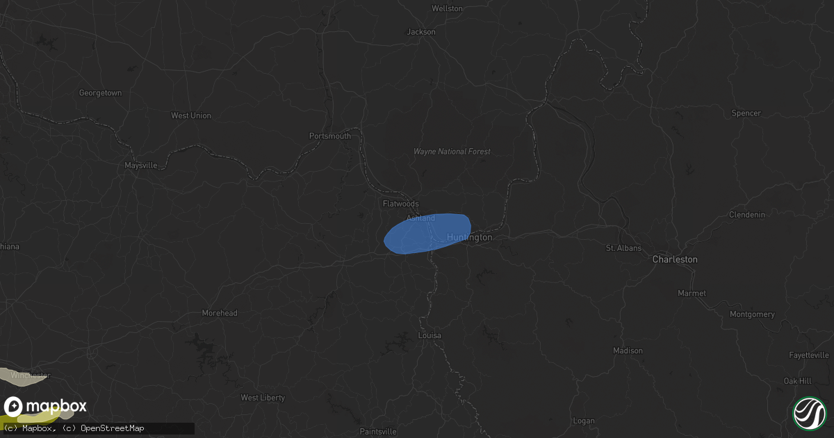 Hail map in Ashland, KY on February 28, 2024