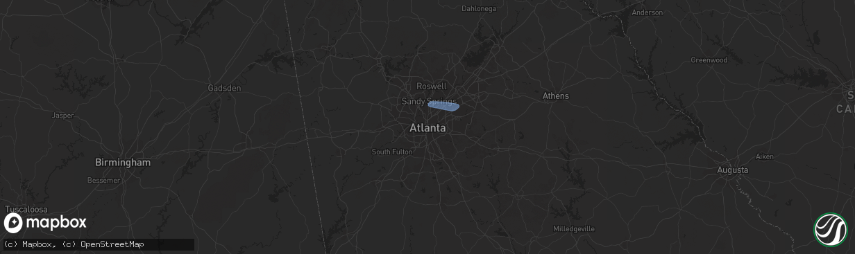 Hail map in Atlanta, GA on February 28, 2024