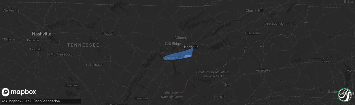 Hail map in Farragut, TN on February 28, 2024