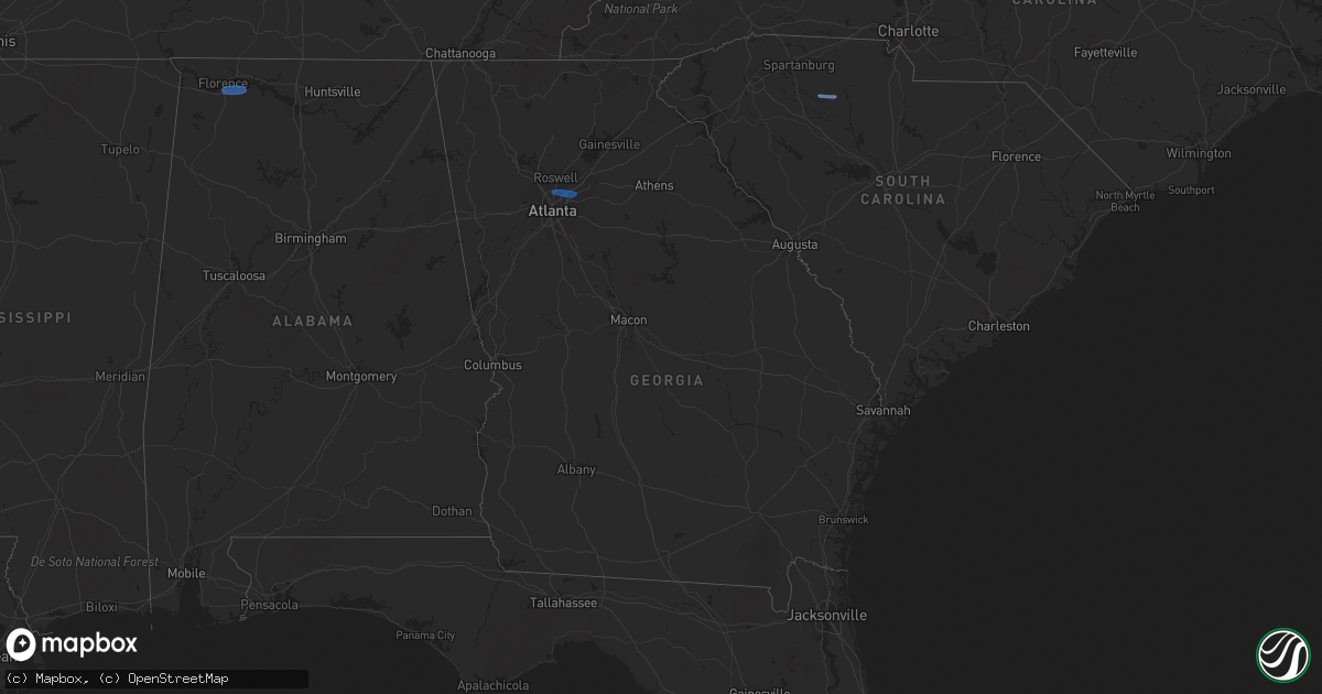 Hail map in Georgia on February 28, 2024