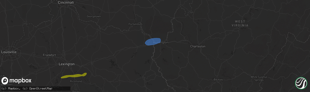 Hail map in Kenova, WV on February 28, 2024