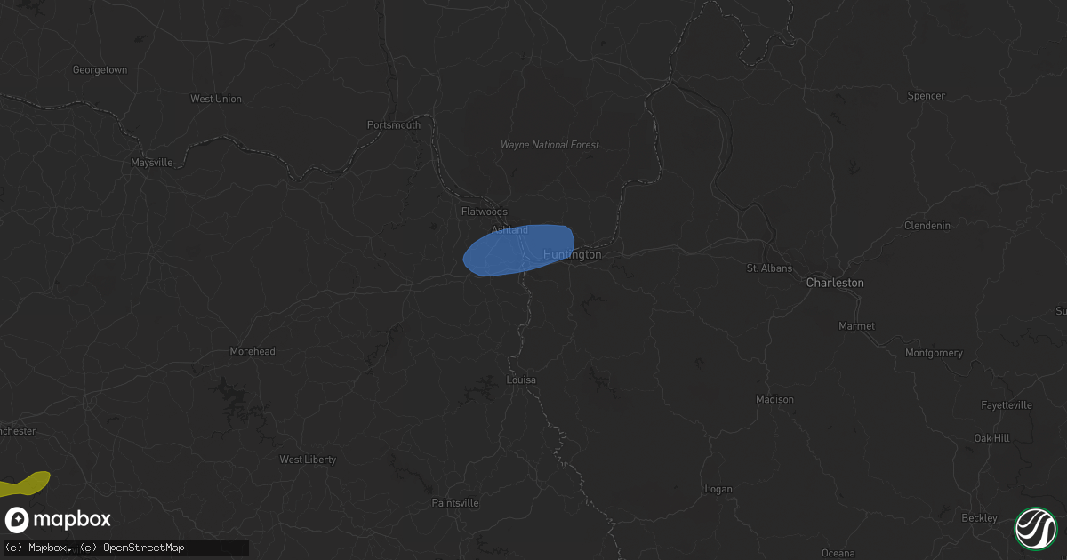 Hail map in Kenova, WV on February 28, 2024