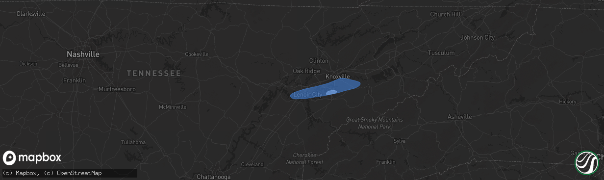 Hail map in Lenoir City, TN on February 28, 2024
