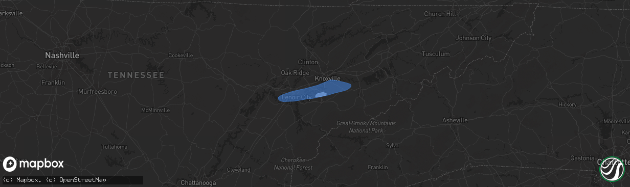 Hail map in Louisville, TN on February 28, 2024