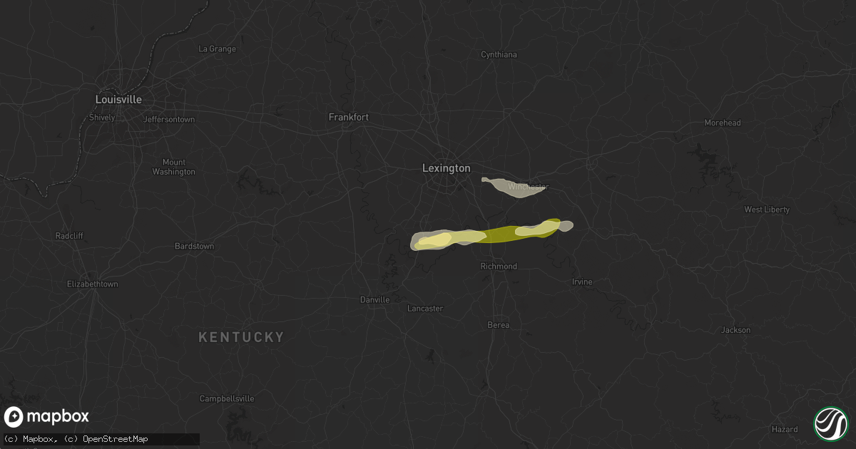 Hail map in Nicholasville, KY on February 28, 2024