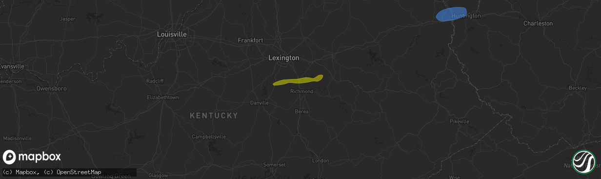 Hail map in Richmond, KY on February 28, 2024