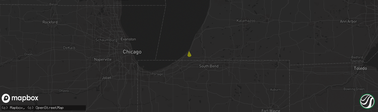 Hail map in Three Oaks, MI on February 28, 2024