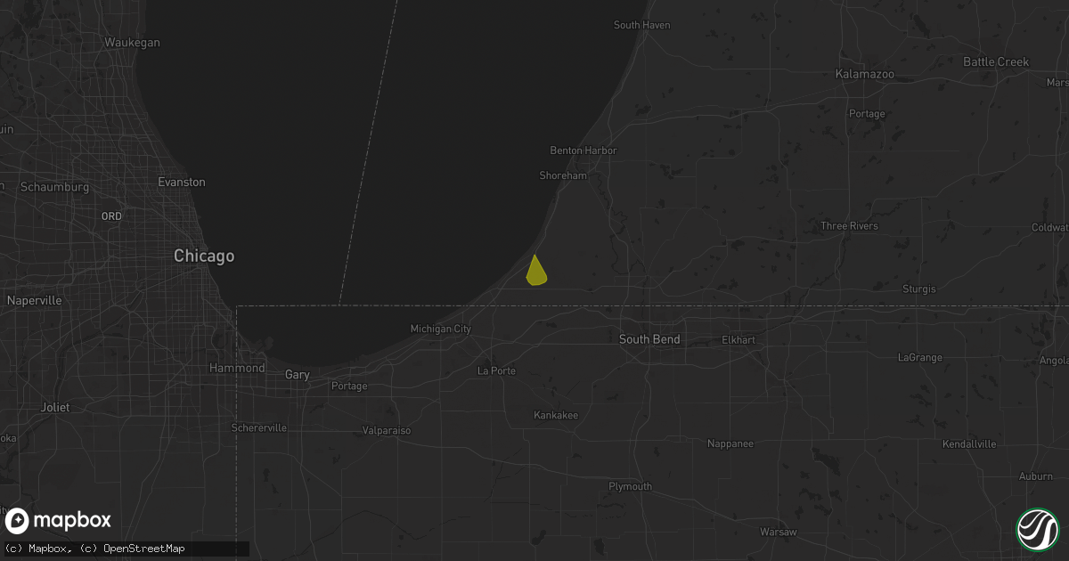 Hail map in Three Oaks, MI on February 28, 2024