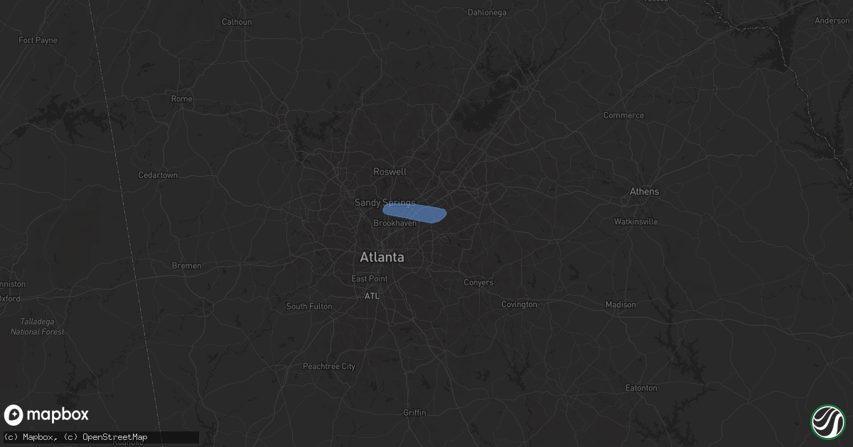 Hail map in Tucker, GA on February 28, 2024
