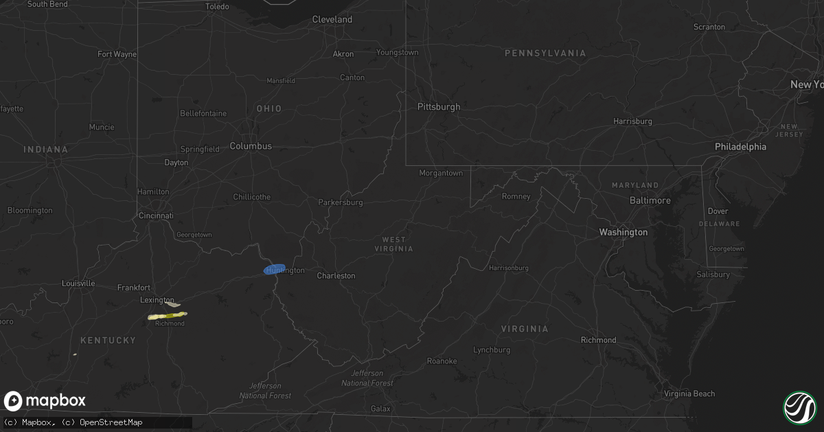 Hail map in West Virginia on February 28, 2024